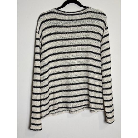 Zara Sheer Striped Sweater SZ Large Pullover Nautical Coastal Beach Cotton Blend - Picture 2 of 6